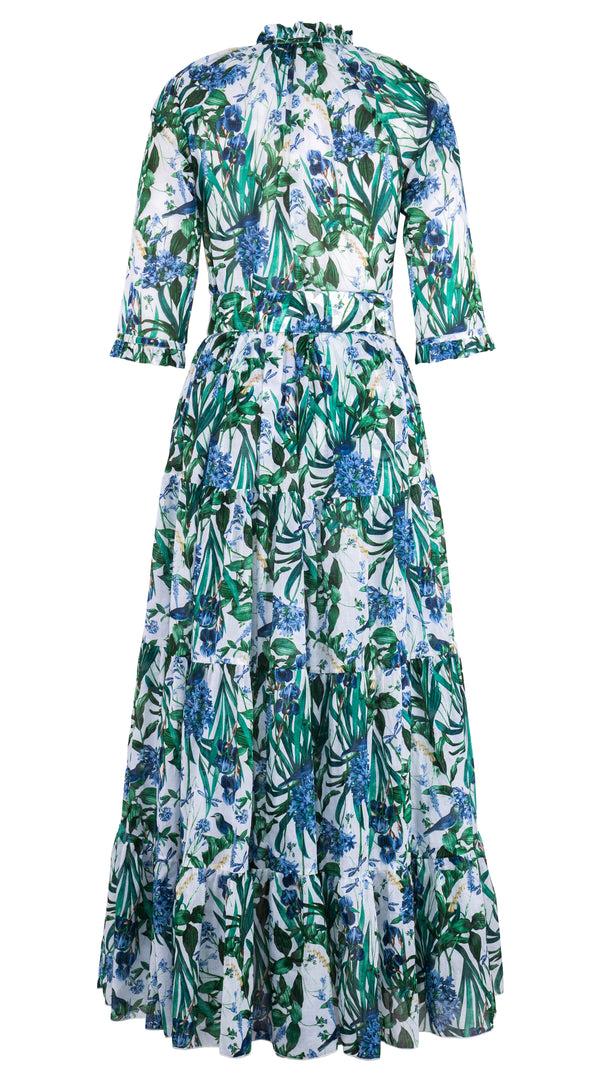 Samantha Sung Eva Dress Crew Neck 3/4 Sleeve Maxi Length Cotton Musola (Vintage Iris) 3