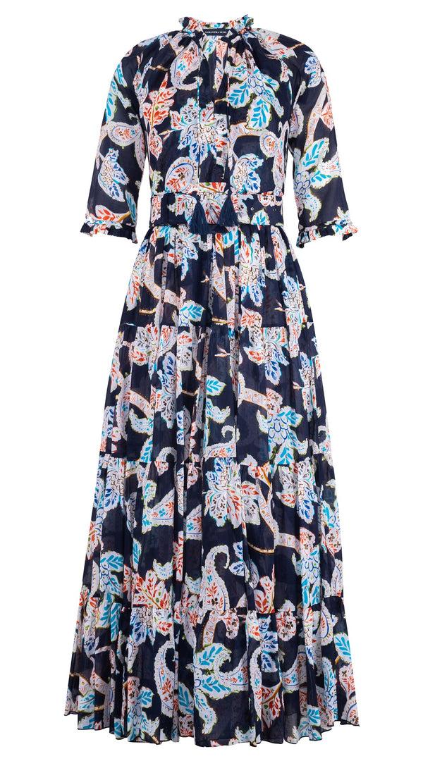 samantha sung Eva Dress Crew Neck 3/4 Sleeve Maxi Length Cotton Musola (Marseille Paisley Big)
