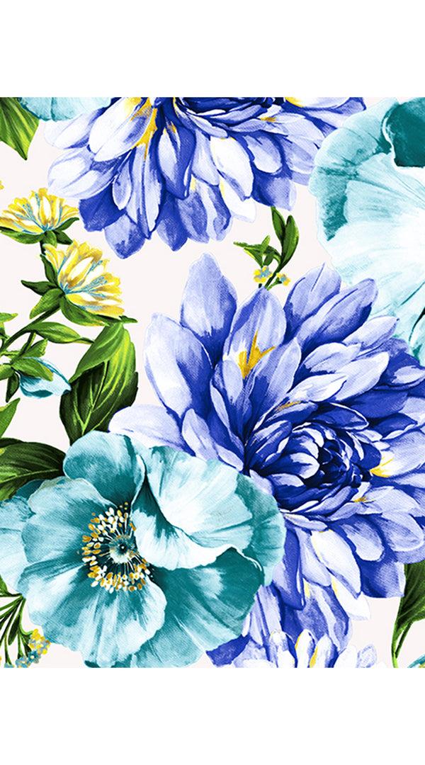 Samantha Sung Eva Dress Crew Neck 3/4 Sleeve Maxi Length Cotton Musola (Los Cabos Flower White)