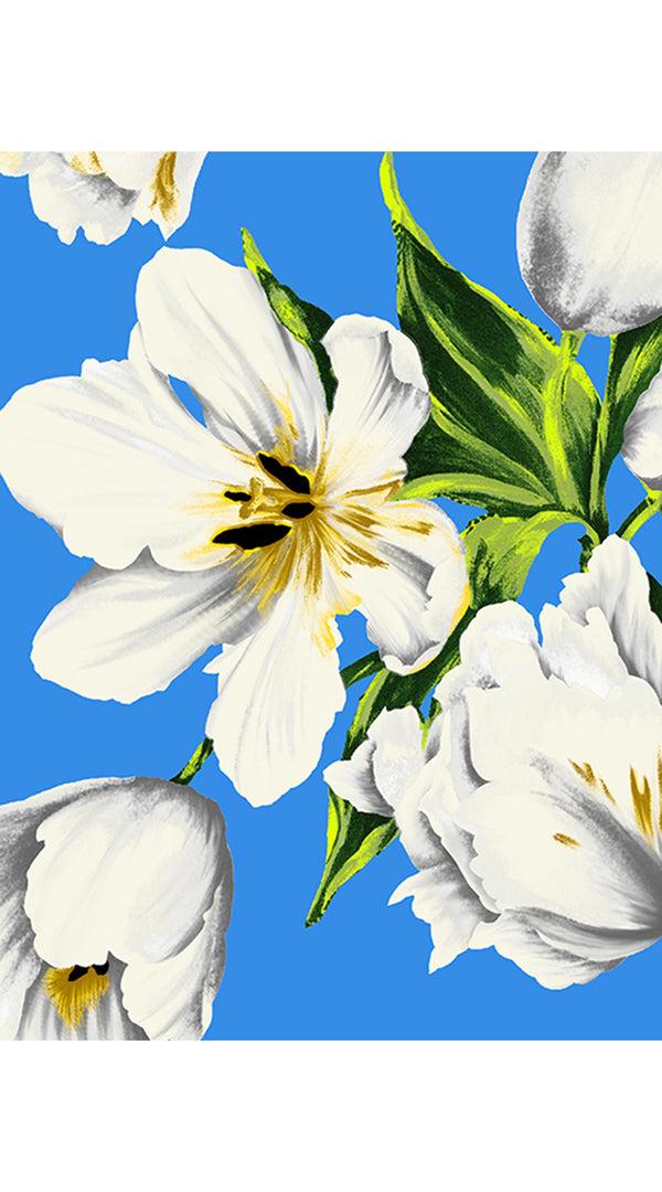 Samantha Sung Eva Dress Crew Neck 3/4 Sleeve Maxi Length Cotton Musola (Emperor Tulip Bright)