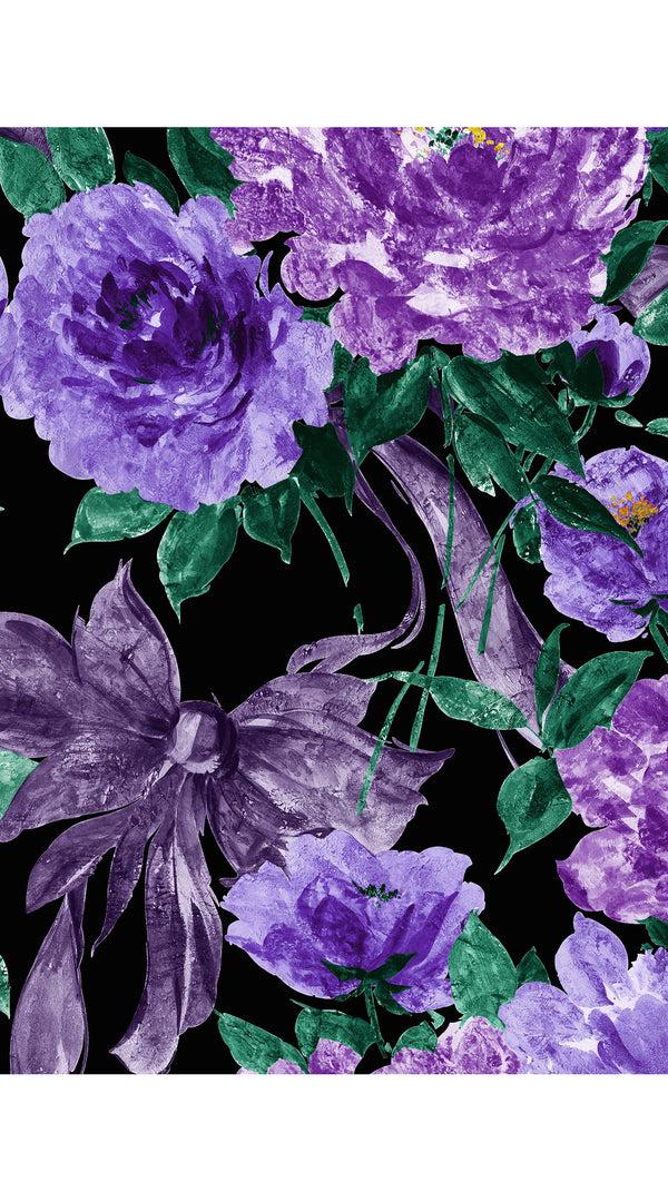 Samantha Sung Eva Dress Crew Neck 3/4 Sleeve Maxi Length Cotton Musola (Darby Rose Ground)