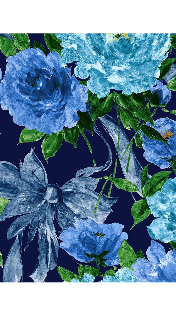 Samantha Sung Eva Dress Crew Neck 3/4 Sleeve Maxi Length Cotton Musola (Darby Rose Ground)