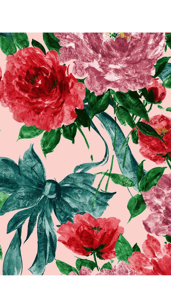 Samantha Sung Eva Dress Crew Neck 3/4 Sleeve Maxi Length Cotton Musola (Darby Rose Pastel)