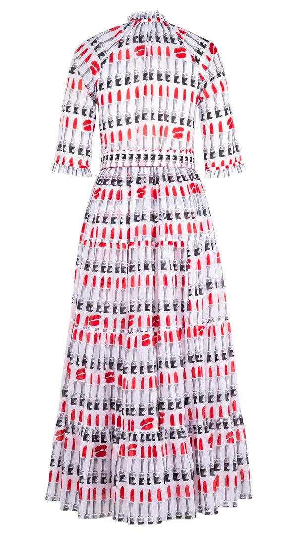 Samantha Sung Eva Dress Crew Neck 3/4 Sleeve Maxi Musola (Lipstic Rouge) 4