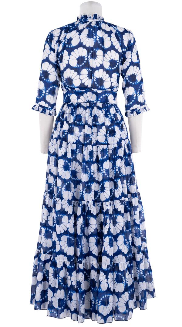 Samantha Sung Eva Dress Crew Neck 3/4 Sleeve Maxi Musola (Shibori Lotus) 1