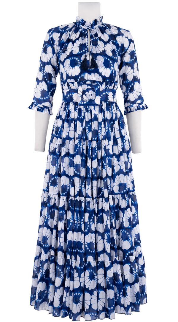 samantha sung Eva Dress Crew Neck 3/4 Sleeve Maxi Musola (Shibori Lotus) 1