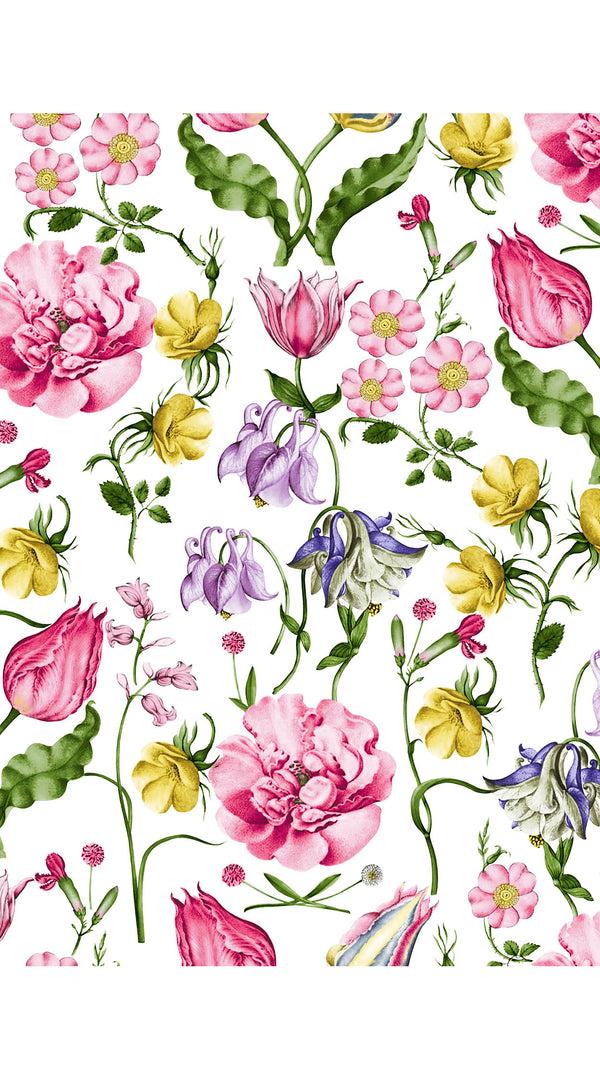 Samantha Sung Eva Dress Crew Neck 3/4 Sleeve Midi Length Cotton Musola (Botanic Wallpaper)