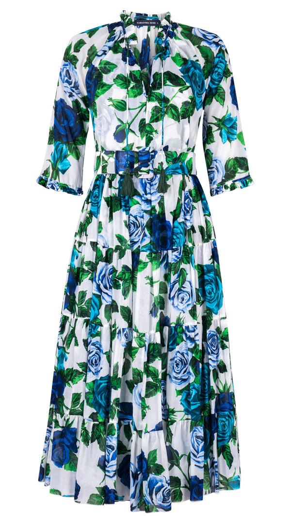 samantha sung Eva Dress Crew Neck 3/4 Sleeve Midi Length Cotton Musola (Charlotte Rose Big)