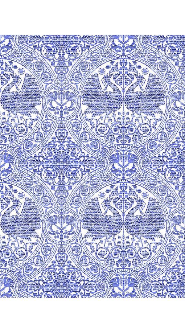 Samantha Sung Eva Dress Crew Neck 3/4 Sleeve Midi Length Cotton Musola (Peacock Toile White)