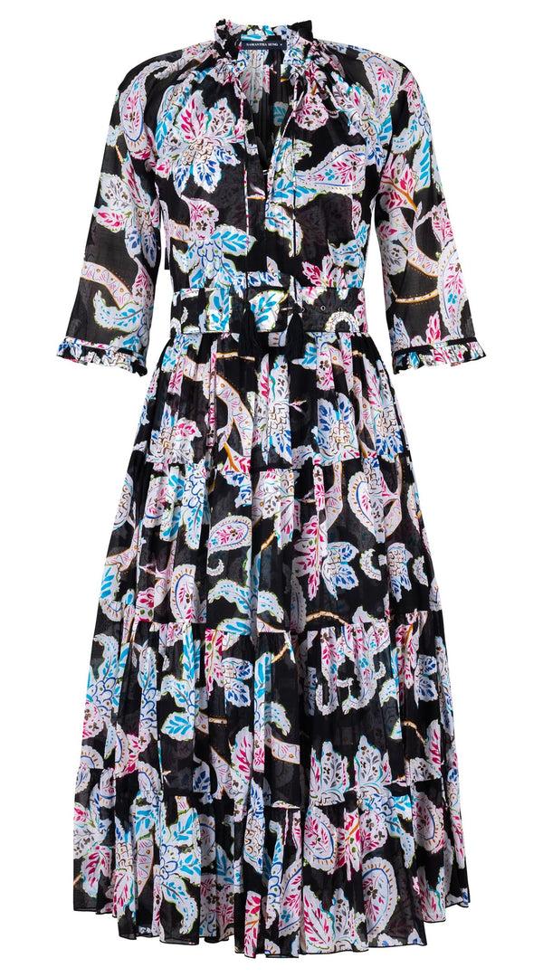 samantha sung Eva Dress Crew Neck 3/4 Sleeve Midi Length Cotton Musola (Marseille Paisley Big)