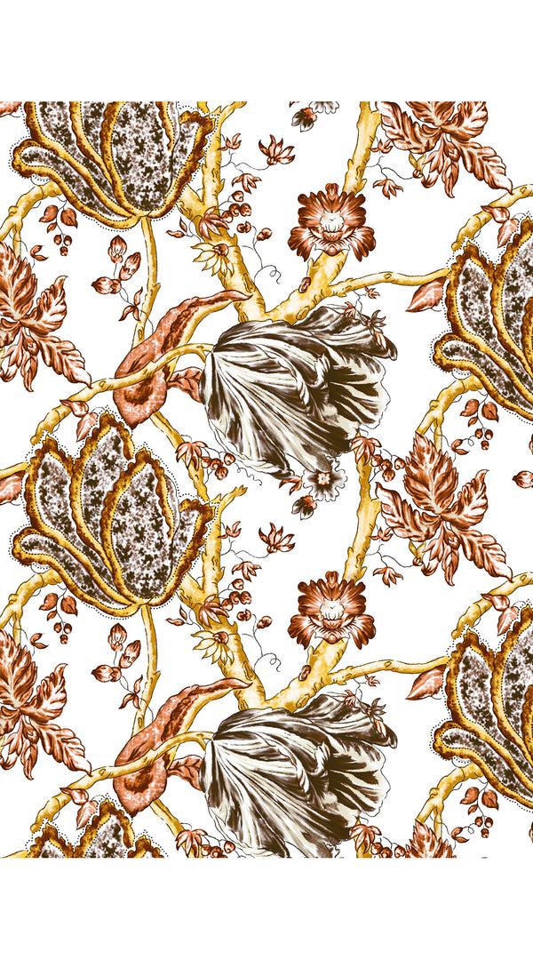 Samantha Sung Eva Dress Crew Neck 3/4 Sleeve Midi Length Cotton Musola (Lillie Toile White)