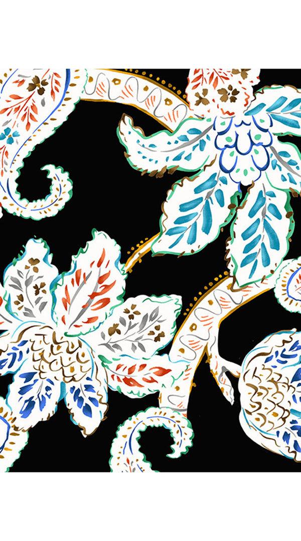 Samantha Sung Eva Dress Crew Neck 3/4 Sleeve Midi Length Cotton Musola (Marseille Paisley Big)