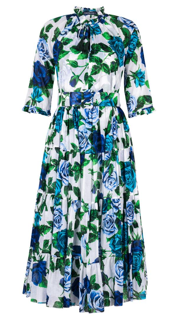 Samantha Sung Eva Dress Crew Neck 3/4 Sleeve Midi Length Cotton Musola (Charlotte Rose Big)