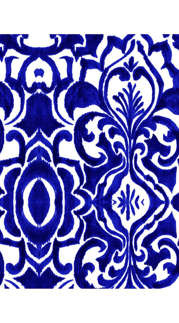 Samantha Sung Florance Dress #2 Round Neck 1/2 Sleeve Long Length Cotton Stretch (Maiolica Blue Tile Small)