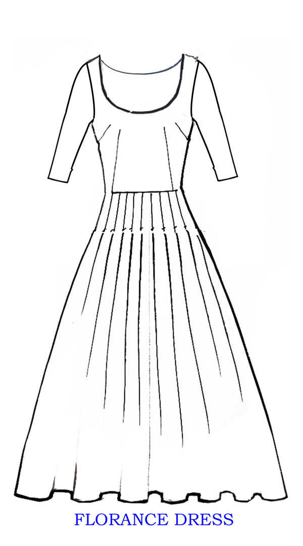 Samantha Sung Florance Dress U Neck 1/2 Sleeve Long +3 Length Cotton Stretch (Magnolia Blossom White)