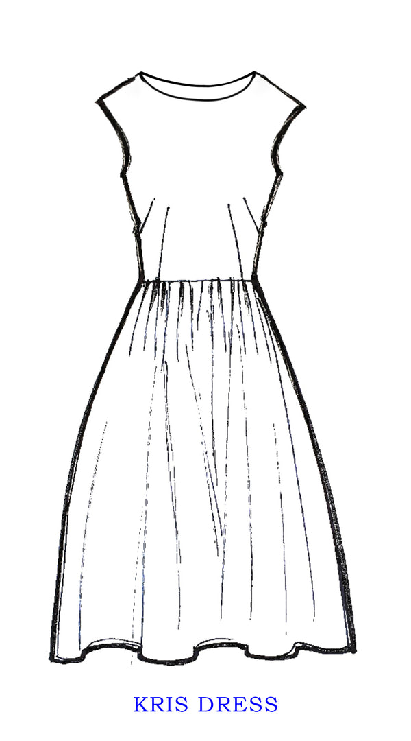 Samantha Sung Kris Dress Boat Neck Cap Sleeve Long Length Cotton Stretch (Essaouria Tie Dye)