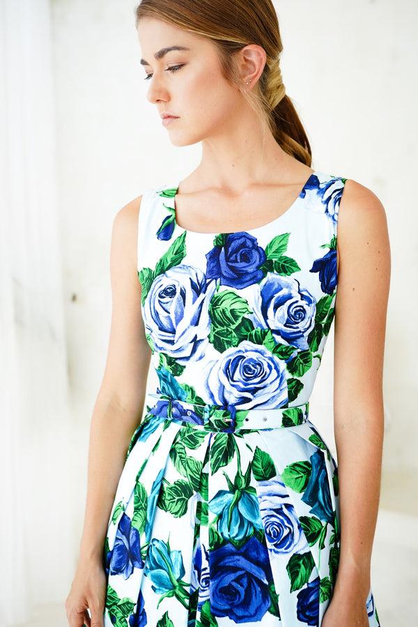 Samantha Sung Lana Dress Boat Neck Sleeveless Midi Length Cotton Stretch (Charlotte Rose Big)