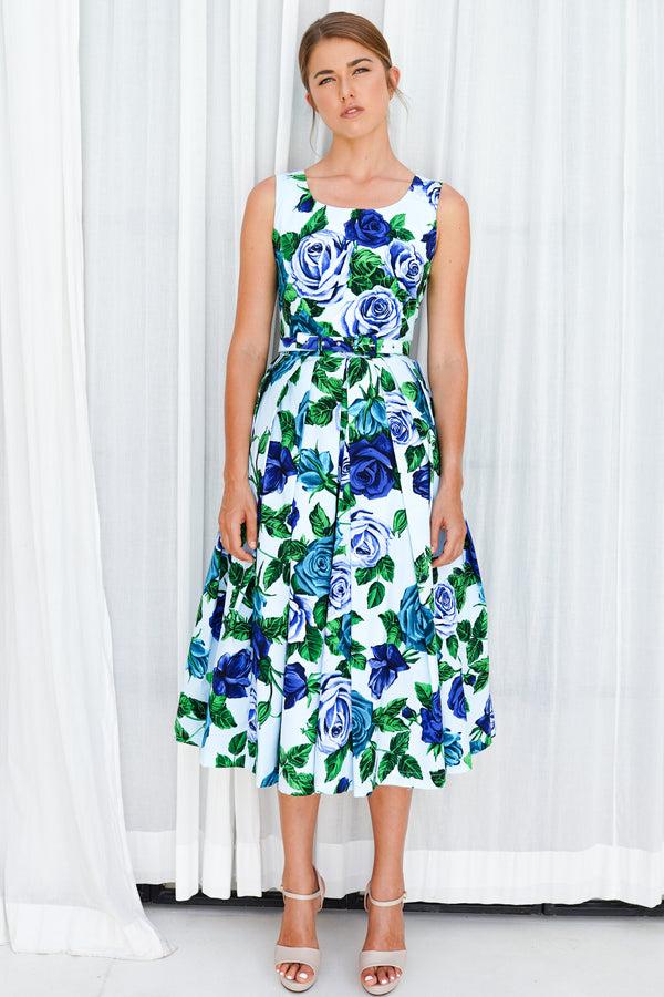 samantha sung Lana Dress Boat Neck Sleeveless Midi Length Cotton Stretch (Charlotte Rose Big)