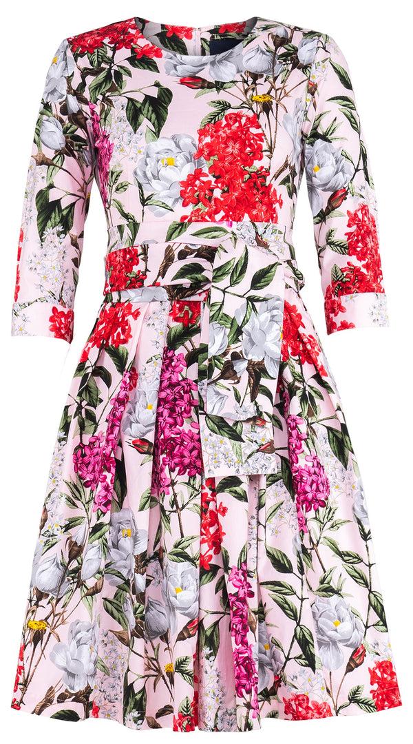 Samantha Sung Lana Dress Crew Neck 3/4 Sleeve Regular Length Cotton Stretch (Lilac Heaven Pastel)