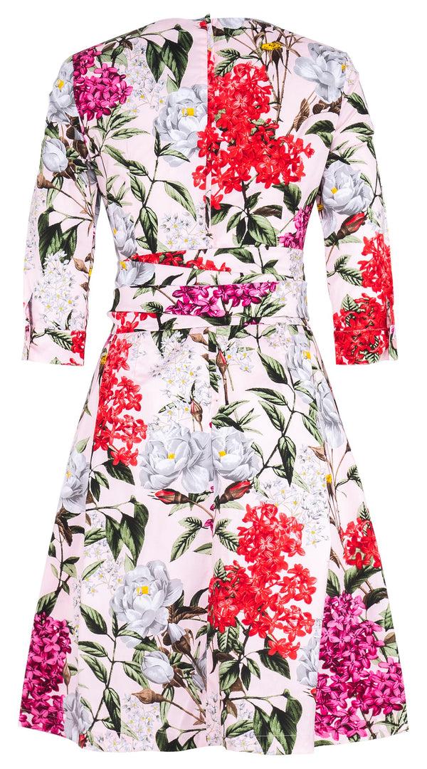 Samantha Sung Lana Dress Crew Neck 3/4 Sleeve Regular Length Cotton Stretch (Lilac Heaven Pastel)