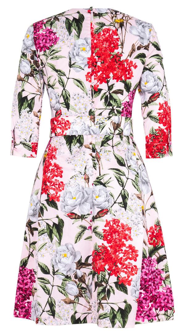 Samantha Sung Lana Dress Crew Neck 3/4 Sleeve Regular Length Cotton Stretch (Lilac Heaven Pastel)