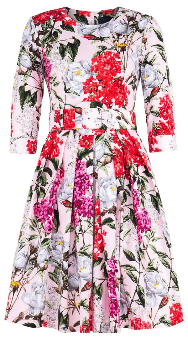 samantha sung Lana Dress Crew Neck 3/4 Sleeve Regular Length Cotton Stretch (Lilac Heaven Pastel)