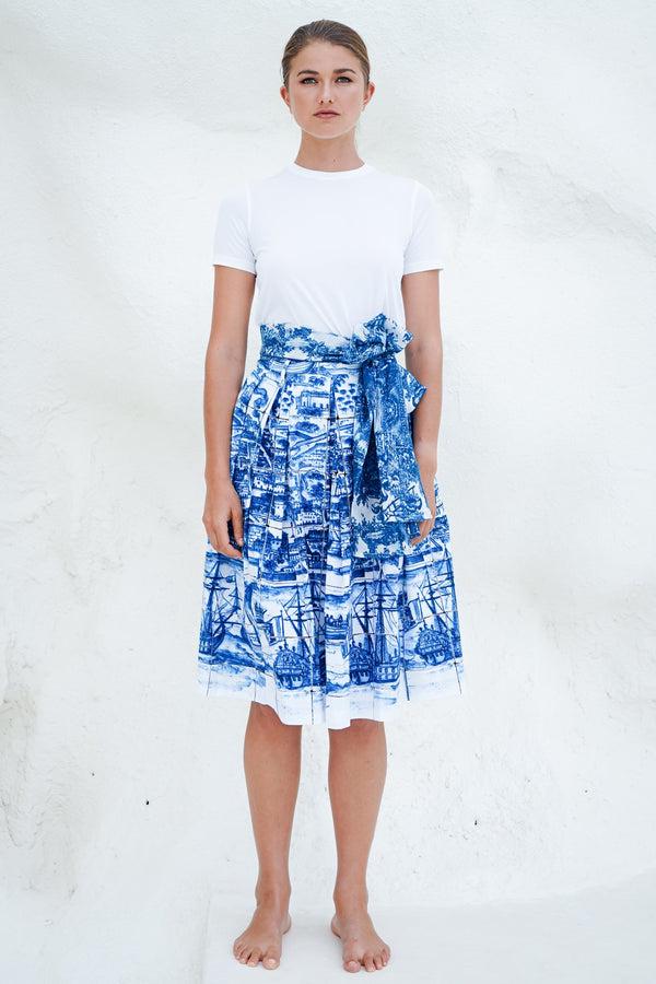 samantha sung Lana Skirt Cotton Stretch (Azulejo All Over)