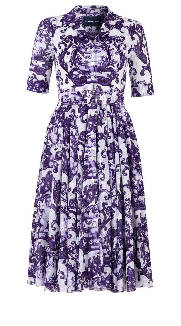 Samantha Sung Laurent Dress Shirt Collar 1/2 Sleeve Long +3 Length Cotton Musola (Cherub Tile)