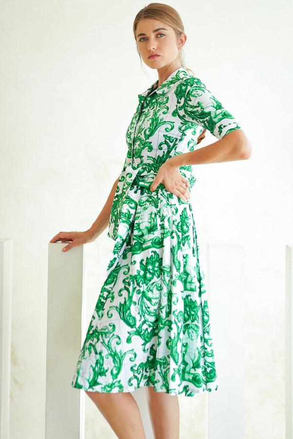 Samantha Sung Laurent Dress Shirt Collar 1/2 Sleeve Long Length Poplin (Cherub Tile)