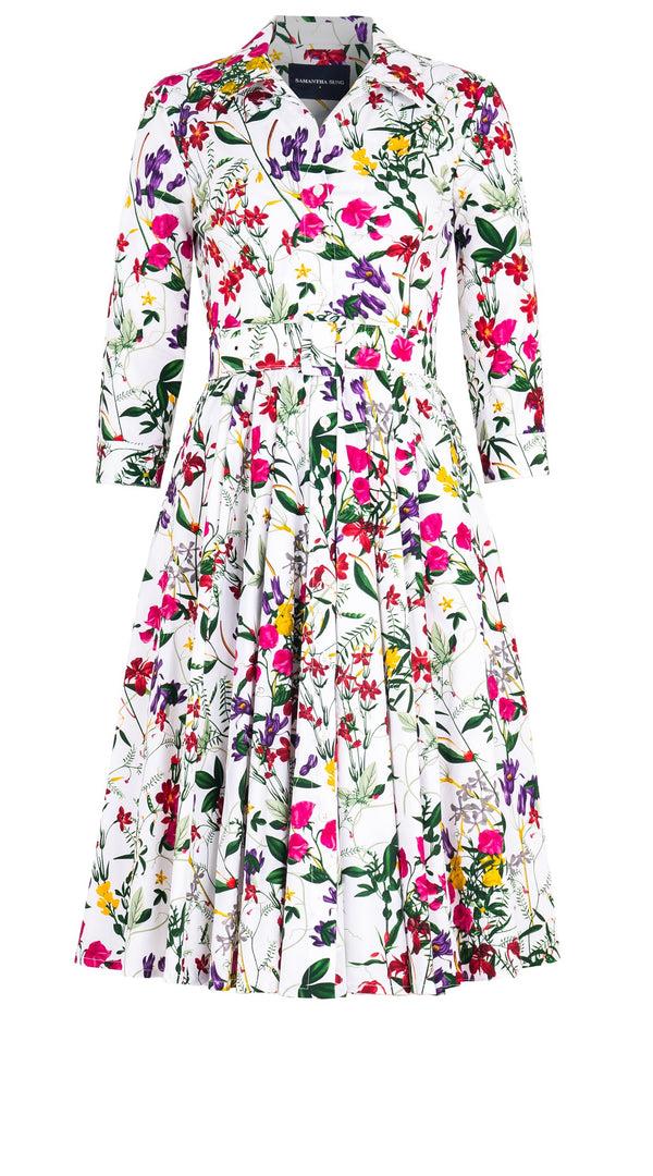 Samantha Sung Laurent Dress Shirt Collar 3/4 Sleeve Long Length Cotton Stretch (Fairy Tail Flower)