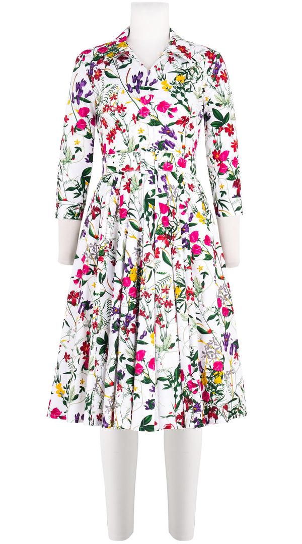 samantha sung Laurent Dress Shirt Collar 3/4 Sleeve Long Length Cotton Stretch (Fairy Tail Flower)