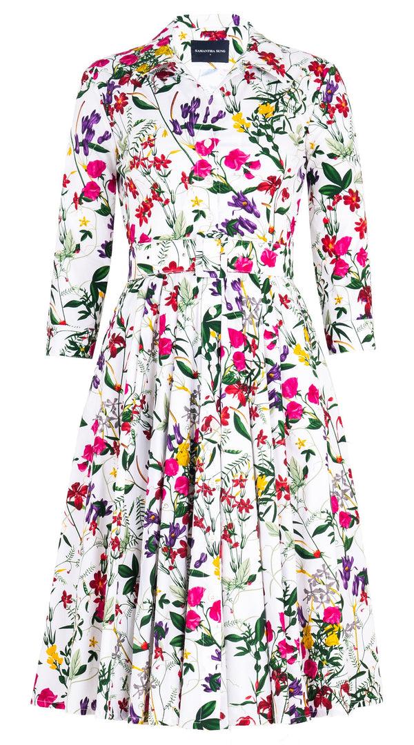 Samantha Sung Laurent Dress Shirt Collar 3/4 Sleeve Long Length Cotton Stretch (Fairy Tail Flower)