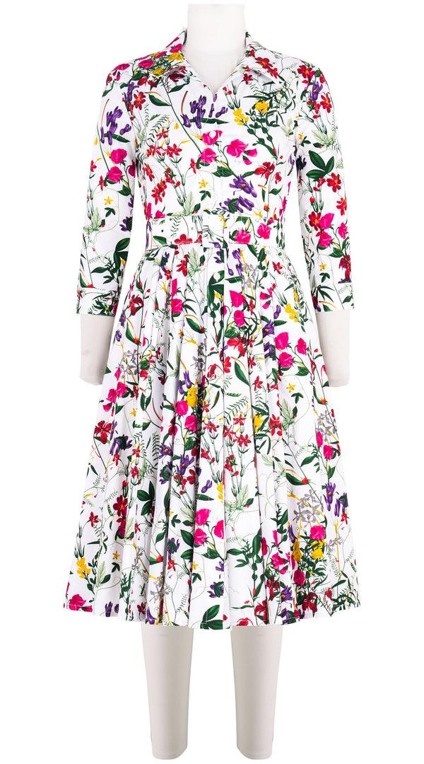 samantha sung Laurent Dress Shirt Collar 3/4 Sleeve Long Length Cotton Stretch (Fairy Tail Flower)