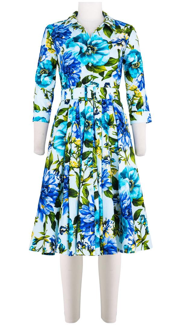 samantha sung Laurent Dress Shirt Collar 3/4 Sleeve Long Length Cotton Stretch (Los Cabos Flower White)