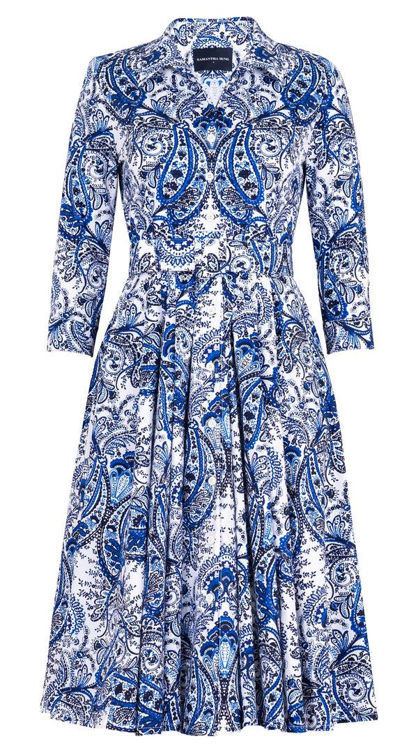 Samantha Sung Laurent Dress Shirt Collar 3/4 Sleeve Long Length Cotton Stretch (Russian Paisley)