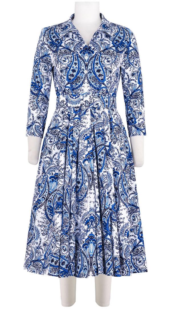 samantha sung Laurent Dress Shirt Collar 3/4 Sleeve Long Length Cotton Stretch (Russian Paisley)