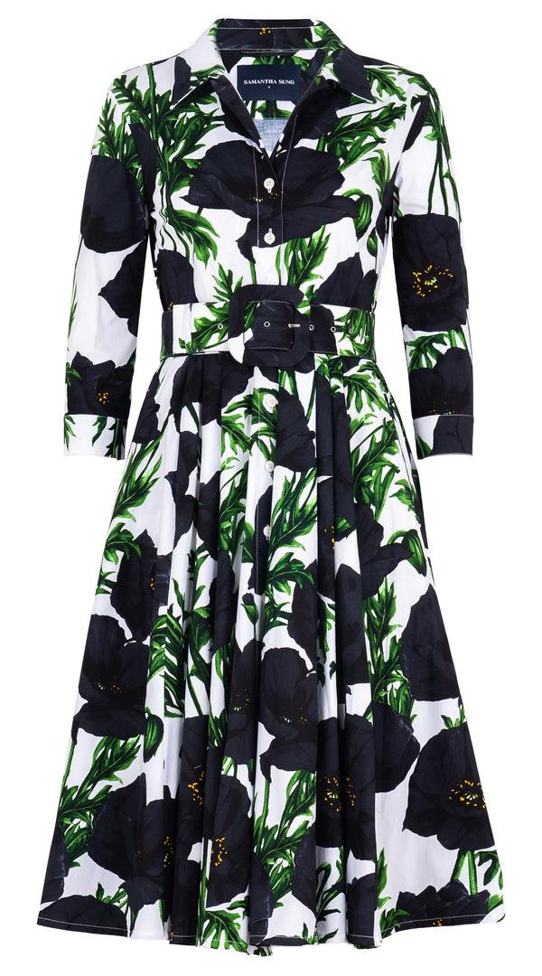 Samantha Sung Laurent Dress Shirt Collar 3/4 Sleeve Long Length Cotton Stretch (Poppy Poland Big)