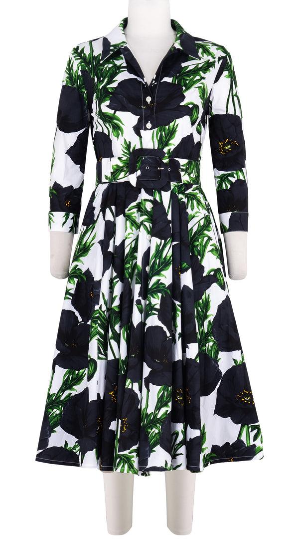 samantha sung Laurent Dress Shirt Collar 3/4 Sleeve Long Length Cotton Stretch (Poppy Poland Big)