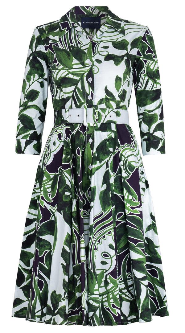 samantha sung Laurent Dress Shirt Collar 3/4 Sleeve Long Length Cotton Stretch (Como Lake Garden Pastel)