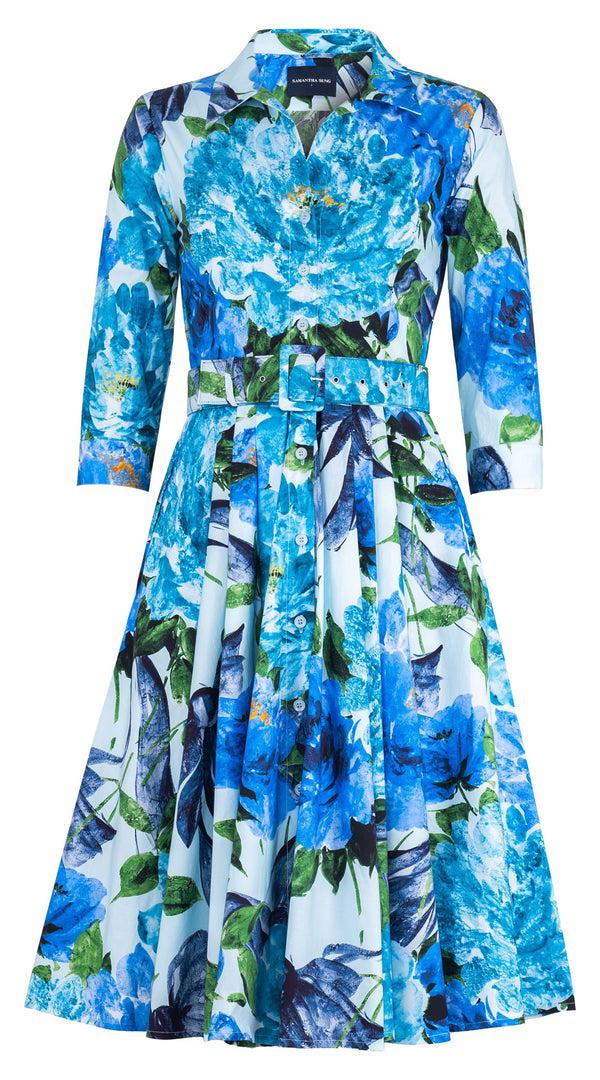 samantha sung Laurent Dress Shirt Collar 3/4 Sleeve Long Length Cotton Stretch (Darby Rose Pastel)