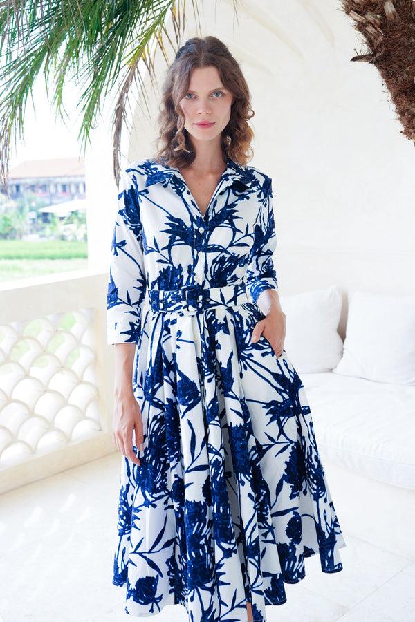 Samantha Sung Laurent Dress Shirt Collar 3/4 Sleeve Long Length Cotton Stretch (Primavery Silhouette White)