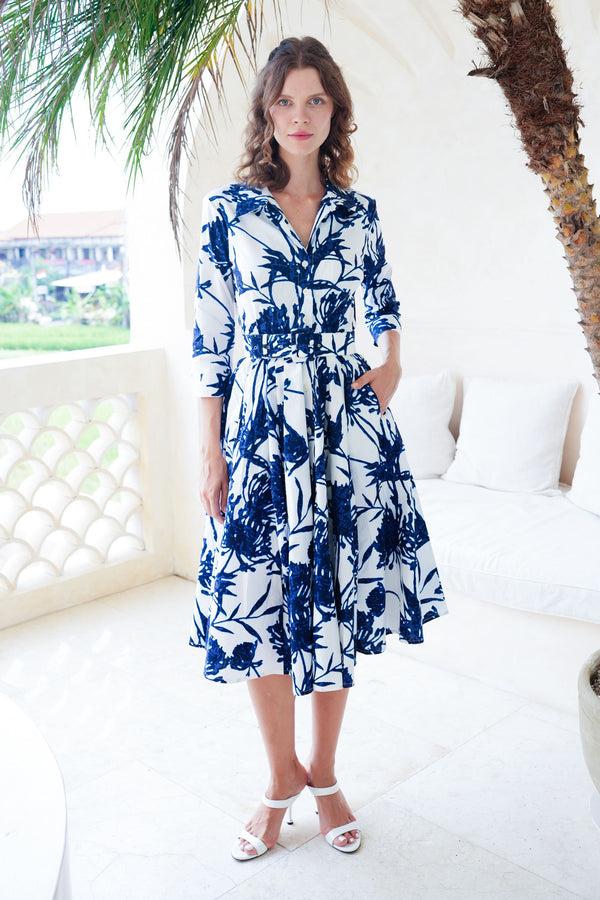 Samantha Sung Laurent Dress Shirt Collar 3/4 Sleeve Long Length Cotton Stretch (Primavery Silhouette White)