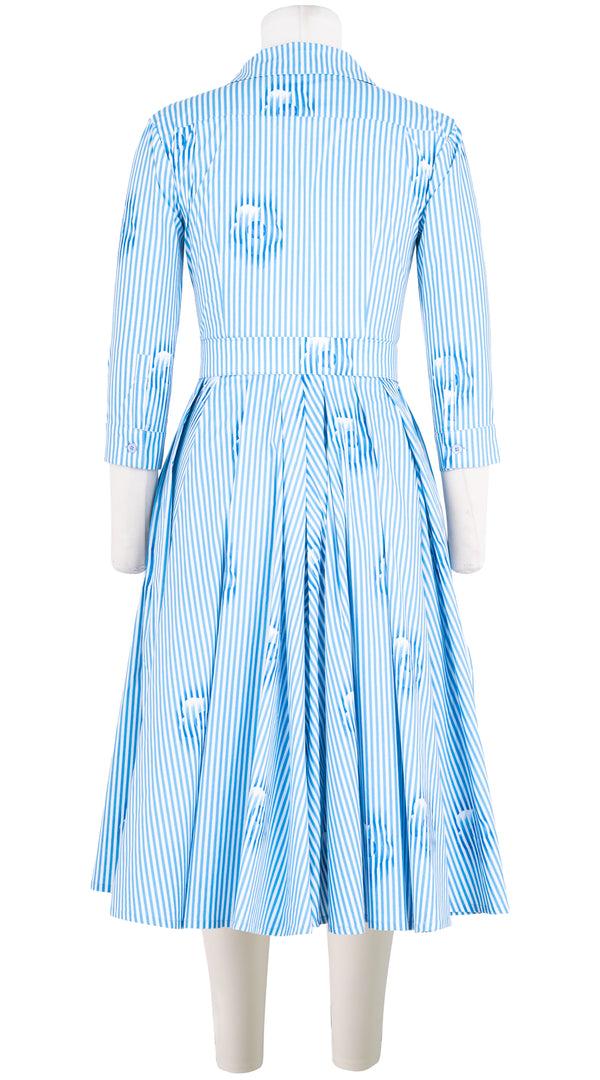 Samantha Sung Laurent Dress Shirt Collar 3/4 Sleeve Long Length Cotton Stretch (Oxford Stripe) Blue-60 Pink-2 Green-4 Indigo-17