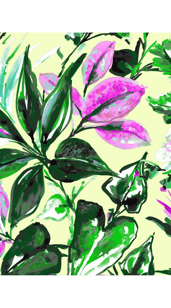 Samantha Sung Laurent Dress Shirt Collar Sleeveless Midi Length Cotton Stretch (Mozambique Flower Pastel)