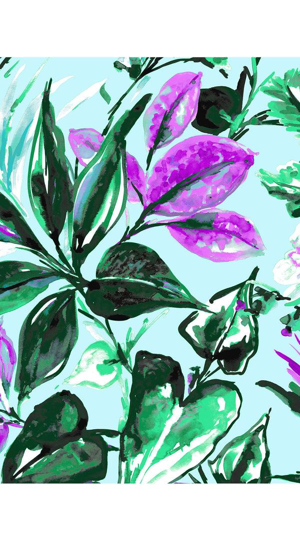 Samantha Sung Laurent Dress Shirt Collar Sleeveless Midi Length Cotton Stretch (Mozambique Flower Pastel)