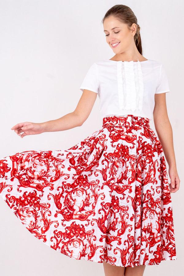 Samantha Sung Laurent Skirt Long Length Poplin (Cherub Tile)