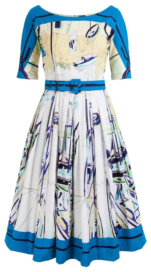 Samantha Sung May Dress #2 Boat Neck 1/2 Sleeve Cotton Stretch (Canne)