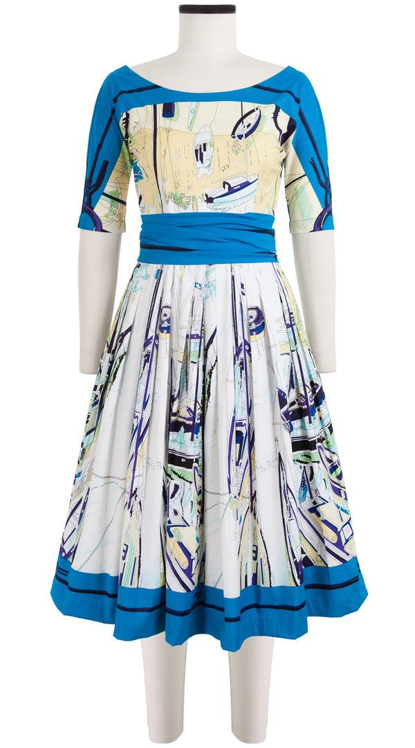 Samantha Sung May Dress #2 Boat Neck 1/2 Sleeve Cotton Stretch (Canne)