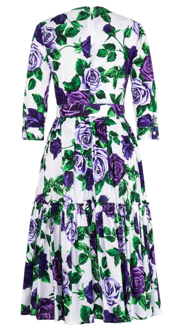 Samantha Sung Melanie Dress Crew Neck 3/4 Sleeve Midi Length Cotton Lawn (Charlotte Rose) 10