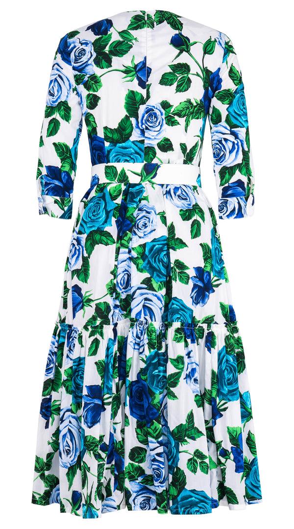 Samantha Sung Melanie Dress Crew Neck 3/4 Sleeve Midi Length Cotton Lawn (Charlotte Rose) 10